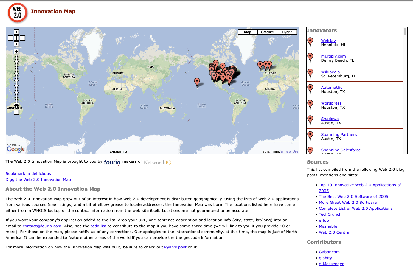 Web 2.0 Innovation Map Screenshot